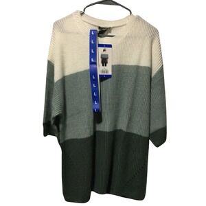Matty M Colorblock Sweater Knit Pullover 3/4 Sleeve Women Size L